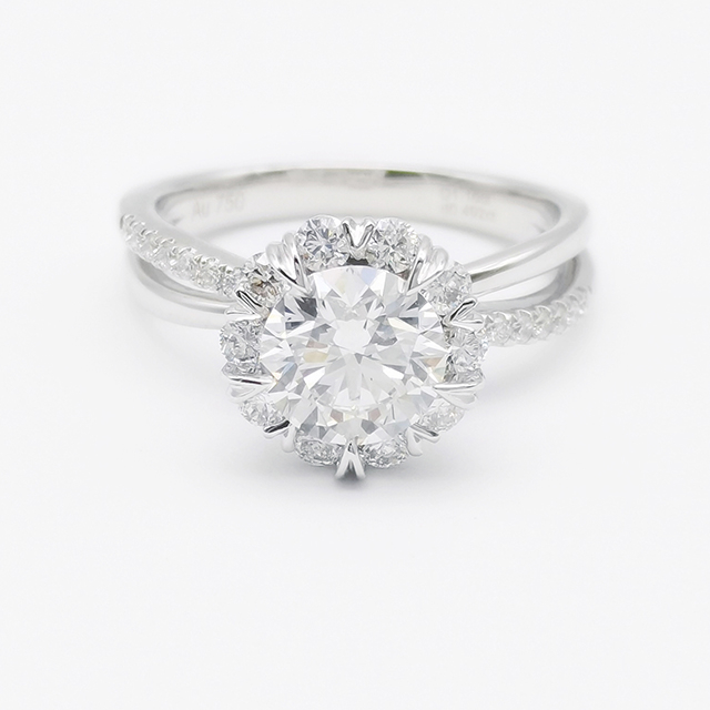 五爪钻石钻戒围镶款戒指