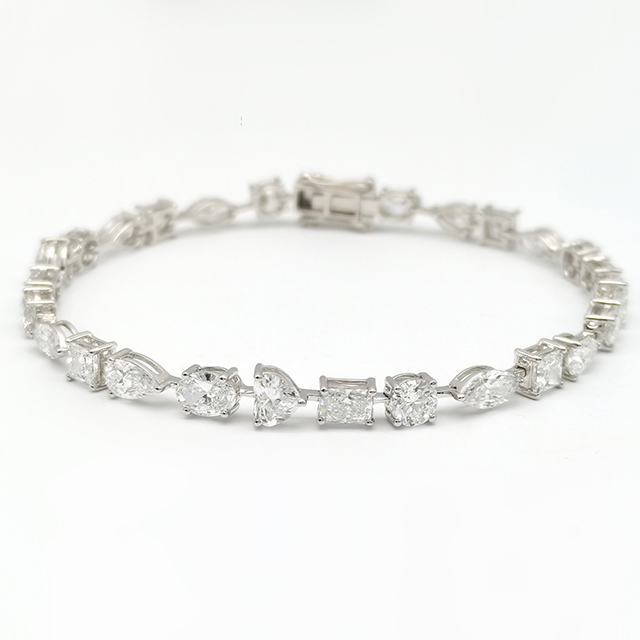 异形钻石混编白色手链